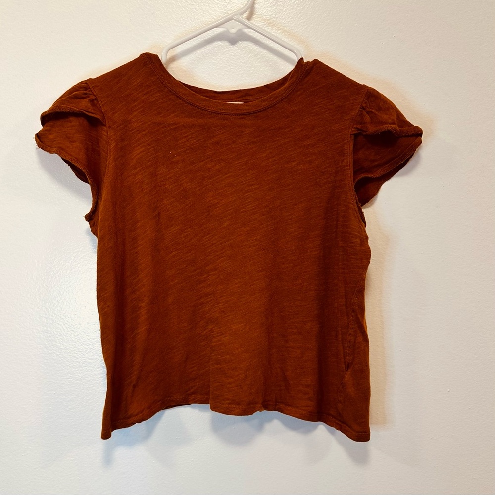 Free people we the free camel mustard, brown T-shirt crop top women’s size small